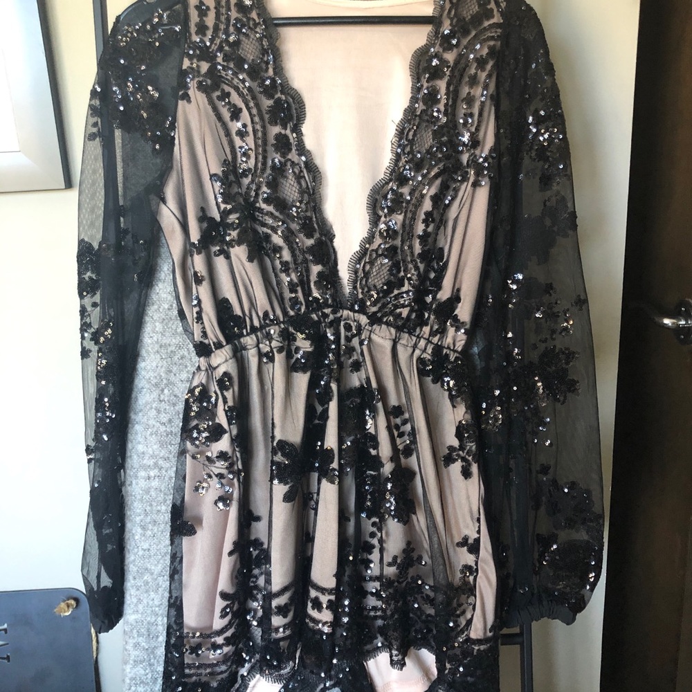 Black sequin romper
